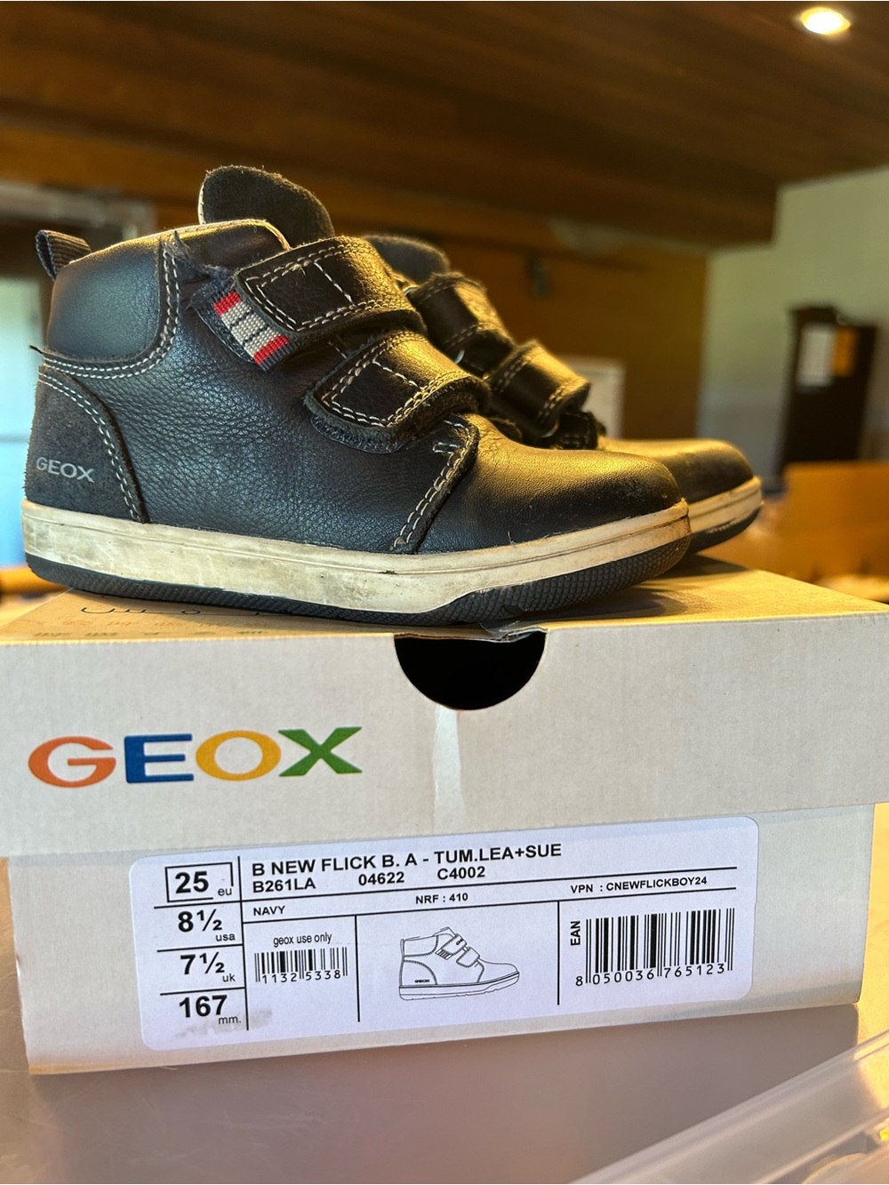 Geox Black Leather Kids' Velcro Ankle Boots